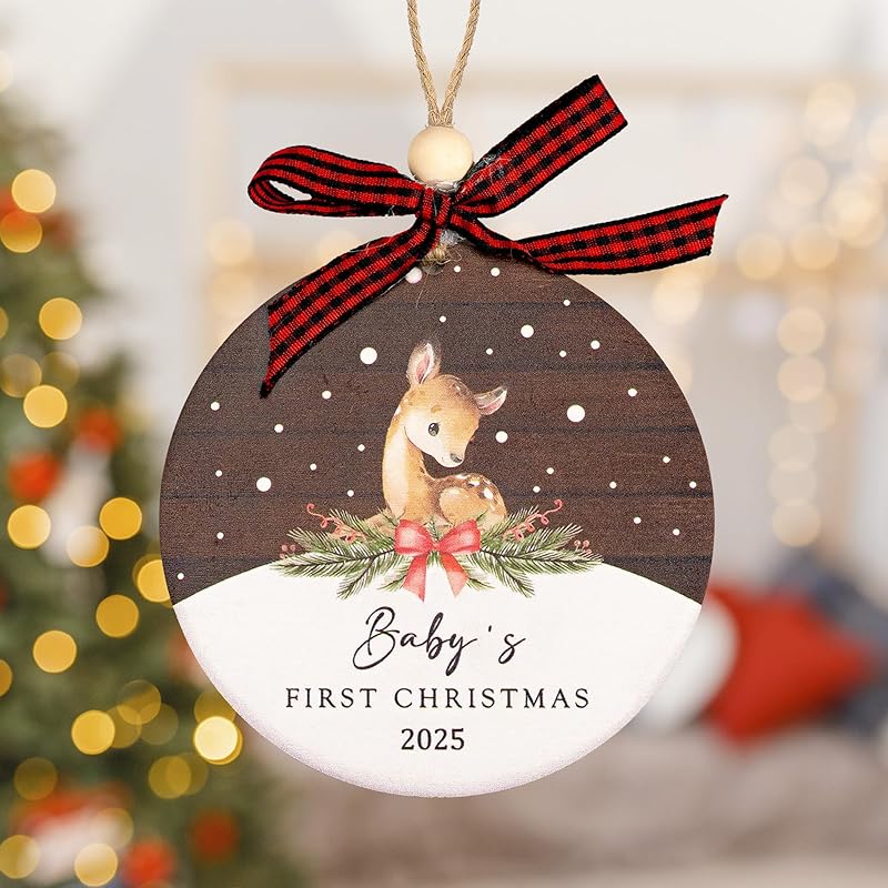 Baby's First Christmas Ornament 2025, New Baby Ornament for Girls Boys, Baby Announcement, Family Tree Xmas Ornament, Baby 1st Christmas Ornaments, Christmas Tree Hanging Decorations, Baby Gift-CubbioJoy