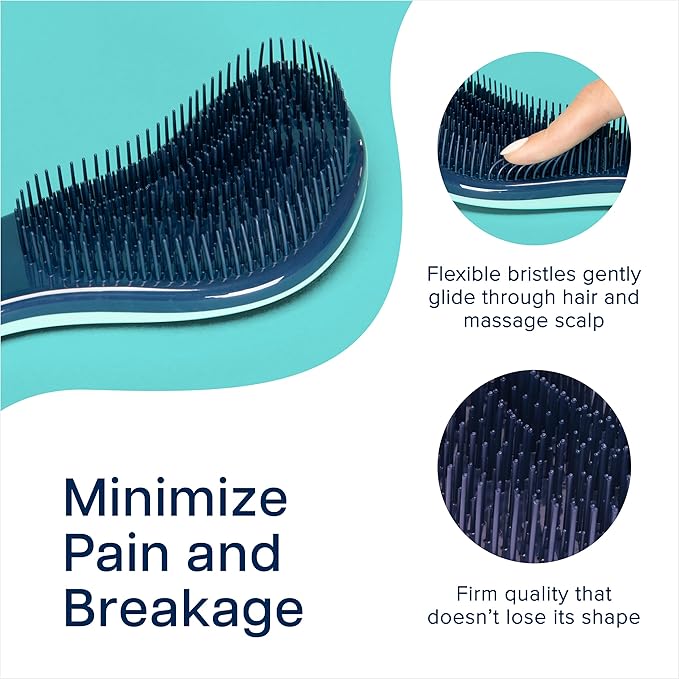 Crave Naturals Glide Thru Hair Brush - 2 Pack Detangler Brush for Curly, Straight, Wet or Dry Hair - Gentle Detangling Brushes for Adults, Kids, Toddlers, 7.5"x3" - Coral and Turquoise-CubbioJoy