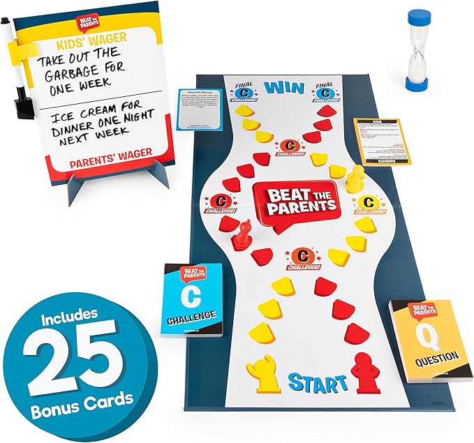 Beat The Parents Classic Family Trivia Game, Kids Vs Parents, with 25 Bonus Cards for Ages 6 and up (Amazon Exclusive)-CubbioJoy