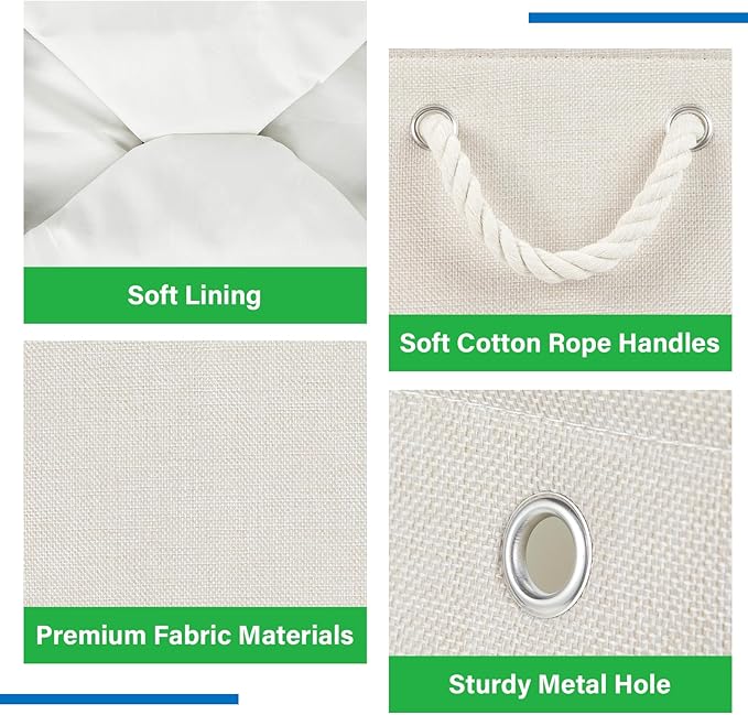 Bidtakay Extra Large Storage Baskets for Organizing Clothes Storage Bins 3 Pack Fabric Storage Bins for Shelves Linen Collapsible Organizer for Closet-Light Biege-CubbioJoy