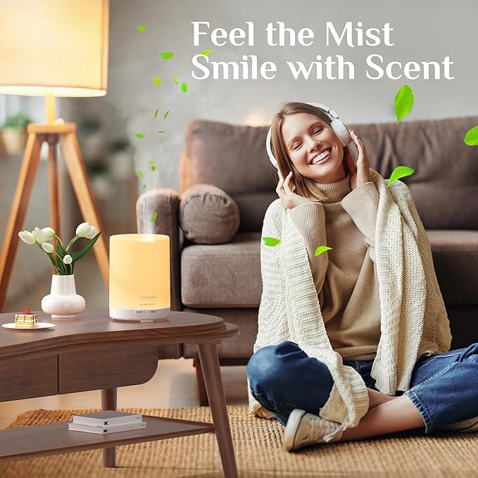ASAKUKI Essential Oil Diffuser, 5-in-1 Quiet Humidifier, Home Fragrance Aroma Diffuser with 7 LED Color Changing Light and Auto-Off Switch (Pure White)-CubbioJoy