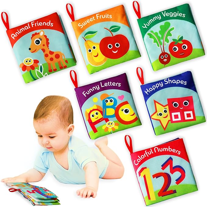 Cloth Books for Babies (Set of 6) - Premium Quality Soft Books for Babies. Touch and Feel Crinkle Paper. Cloth Books for Early Children's Development.-CubbioJoy
