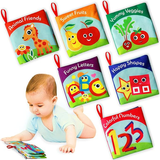 Cloth Books for Babies (Set of 6) - Premium Quality Soft Books for Babies. Touch and Feel Crinkle Paper. Cloth Books for Early Children's Development.-CubbioJoy