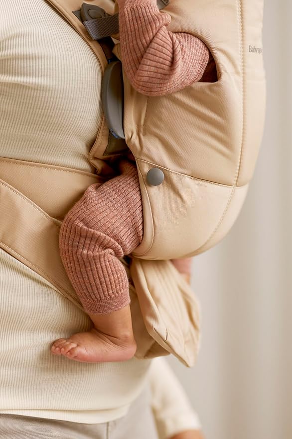 BabyBjörn Baby Carrier Mini, Beige, Woven | Newborn Carrier (7-25 lbs), Ergonomic, Easy-to-Use-CubbioJoy