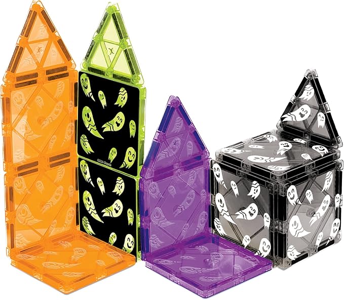 CreateOn Crayola Halloween Glow in The Dark Magnetic Tiles Set, Building Set for Kids, STEM Toys for Boys and Girls Ages 3 and Up, 14-Piece Set-CubbioJoy
