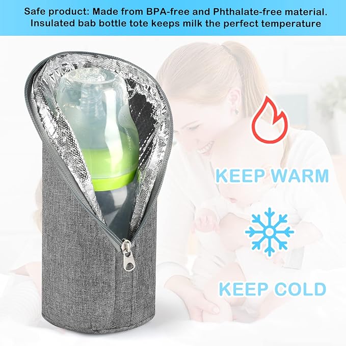 Accmor Baby Bottle Cooler Tote Bags, Insulated Breastmilk Cooler Bag, Nursing Bottle Warmer Bag for Nursing Mom Daycare Travel-CubbioJoy