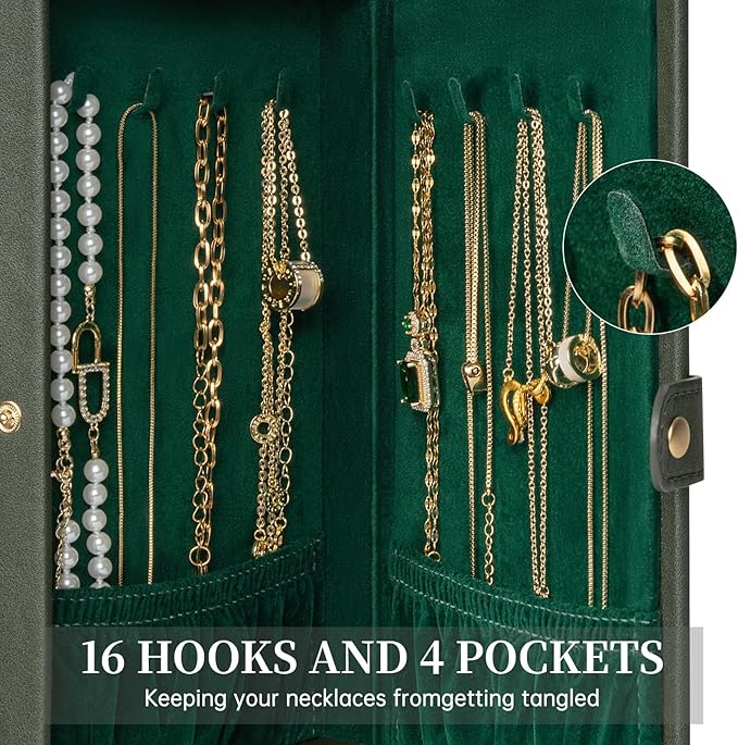 AKOZLIN Jewelry Box Organizer Functional Leather Jewelry Storage Case for Women Girls Ring Necklace Earring Bracelet Holder Organizer with Mirror-CubbioJoy