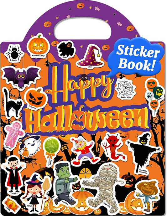 Benresive Reusable Sticker Book for Toddlers 2-4 Years, Fun Travel Stickers for Kids, Waterproof Sticker Books for Toddlers 1-3, Crafts Activities for Todddlers 1-3 2-4 3-5 - Halloween-CubbioJoy