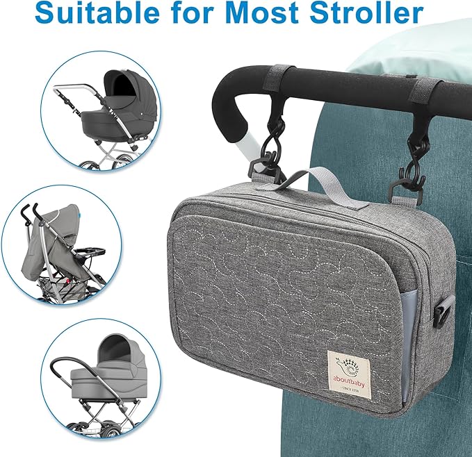 Accmor Stroller Organizer, Universal Stroller Organizer with Insulated Cup Holder Pocket, Dual Purpose Large Capacity Stroller Bag Caddy, Stroller Accessories Fits for Uppababy, Doona, Nuna Strollers-CubbioJoy
