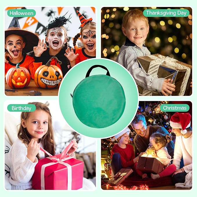 Baby Ball Pit for Toddler with 50 Balls, Pop Up Tent Kids with Star Lights for 1 2 3 Year Old Birthday Gift, 12-18 Months Baby Girl Toys with Carrying Bag, Indoor&Outdoor Play Tent for Kids(Green)-CubbioJoy