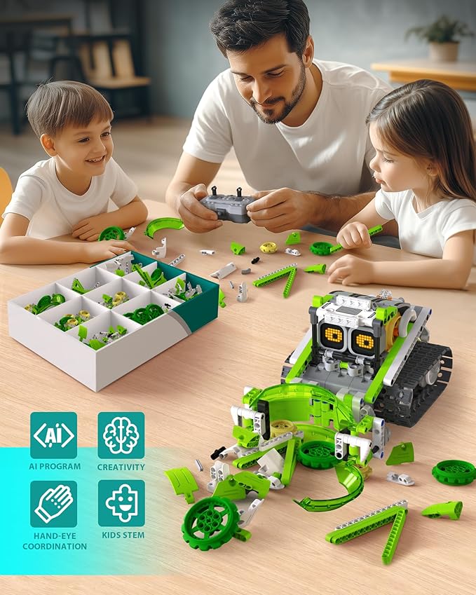 5in1 STEM AI Robot Toys Building Set, 478Pcs APP & Remote Control Engineering Erector Blocks for Kids Age 6-8, Coding Interactive Educational Christmas Birthday Gift for 10-12 Year Boys & Girls-CubbioJoy