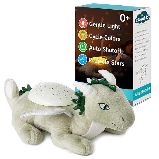 Cloud B Twilight Buddies Dragon Plush Night Light | Star and Constellation Projector in 3 Colours | Auto Shut-Off | from Birth-CubbioJoy