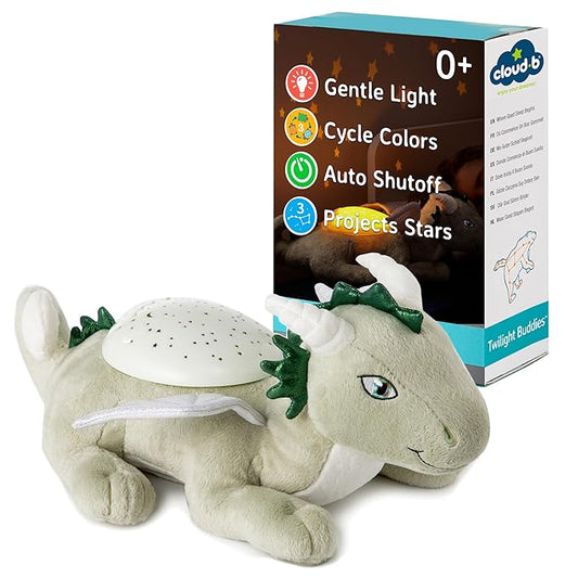 Cloud B Twilight Buddies Dragon Plush Night Light | Star and Constellation Projector in 3 Colours | Auto Shut-Off | from Birth-CubbioJoy