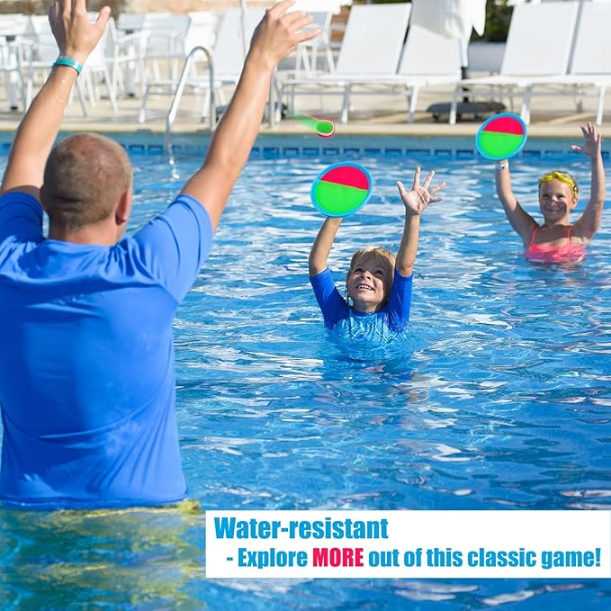 Ayeboovi Toss and Catch Ball Set Beach Toys Pool Toys Outdoor Games Outdoor Toys Yard Games Easter Toys Gifts for Kids Ball and Catch Game with 4 Paddles and 4 Balls [Upgraded Version]-CubbioJoy