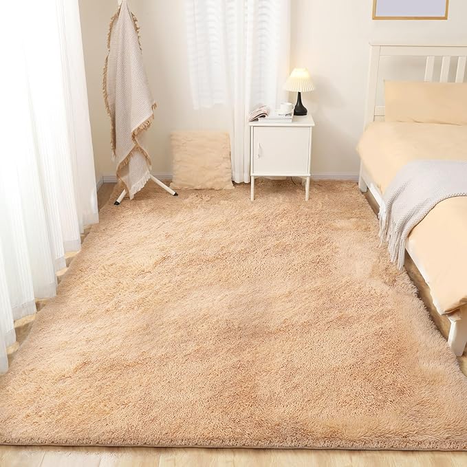 9x12 Area Rug, Fluffy Plush Carpet for Living Room, Bedroom, Nursery, Study, Kids Room - Soft Non-Slip Indoor Decor, Camel-CubbioJoy