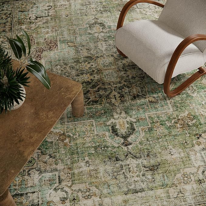 8x10 Area Rugs for Living Room: Washable Bedroom Rug Boho Vintage Rugs Stain Resistant Non Slip Low Pile Soft Lightweight Carpet for Kitchen Dining Room Farmhouse Nursery Kids Room-CubbioJoy