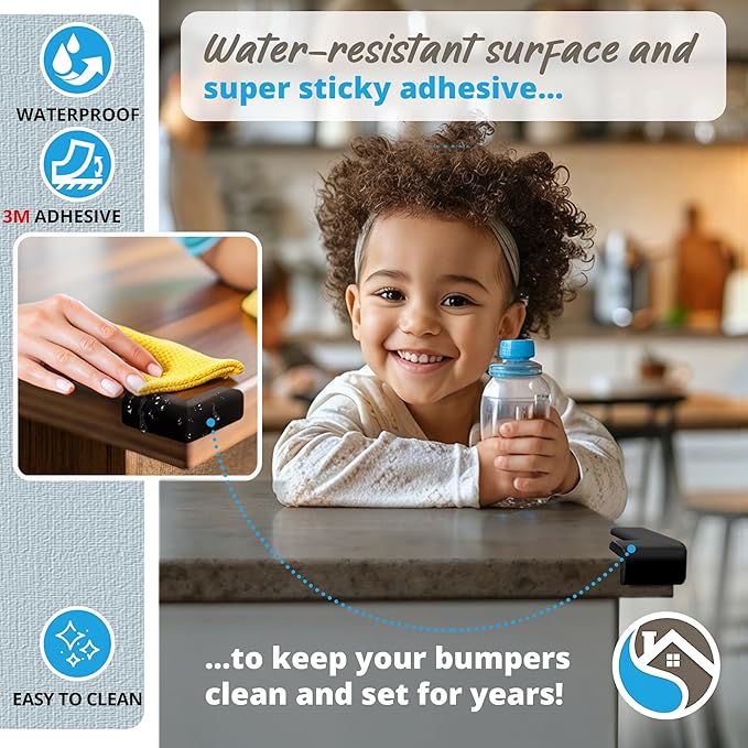8-Pack Corner Protector Baby To Baby Proof Corners And Edges; Table Corner Covers Baby Safety, Soft Rubber Foam Cushion Corner Guards, Child Proofing Pads, Table Corner Protectors For Furniture, Black-CubbioJoy
