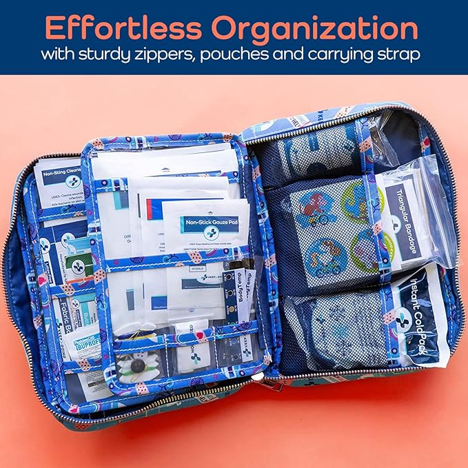 KeepGoing Large Home First Aid Kit for Kids – 270 Pc. for Car, Home, Dorm, & Boat with Latex-Free Bandages – 10 x 7 x 3.5 in. Travel First Aid Kit (Signature)-CubbioJoy