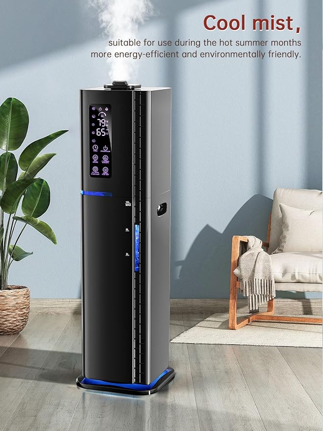 2.64Gal Humidifiers for Bedroom Large Room, Warm and Cool Mist up to 500ft², Top Fill Diffuser Ambient Light, 3 Mist Modes, 24H Timer, 35dB Quiet Humidifier for Home Office Plant-CubbioJoy