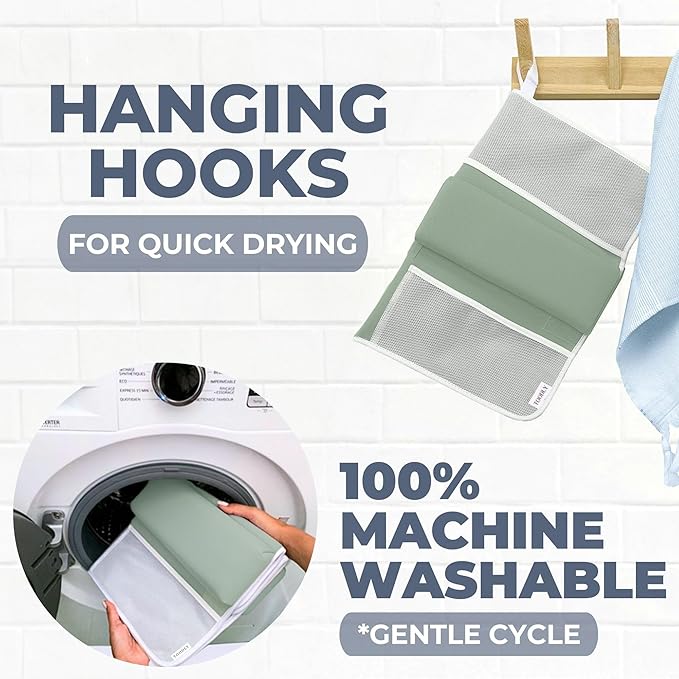 Comfortable Baby Bath Kneeler and Elbow Rest Pad Set – Thick Memory Foam Bath Kneeling Pad with Elbow Support – Baby Bathtub Cushion with Toy Organizer for Bathing Infant or Toddler - Green-CubbioJoy