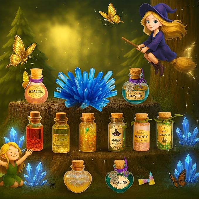 AMIZEY Fairy Potion Kit for Kids with Crystal Growing Toy - 20 Bottles - Gifts for Girls Ages 6-12-CubbioJoy