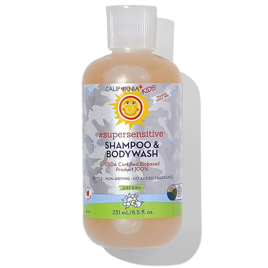 California Kids Super Sensitive Unscented Shampoo and Bodywash | 100% Plant-Based | Gentle Skincare | Fragrance Free | Hypoallergenic | 251 mL / 8.5 fl. oz.-CubbioJoy