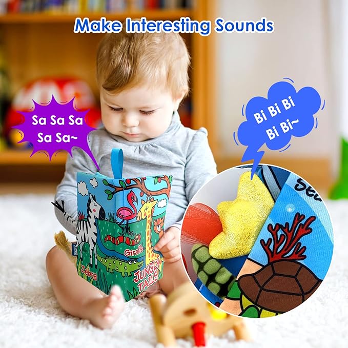 Baby Cloth Books 2PCS High Contrast Sensory Crinkle Book for Babies Tummy Time Early Learning Infant Toys for 0-18 Months-CubbioJoy