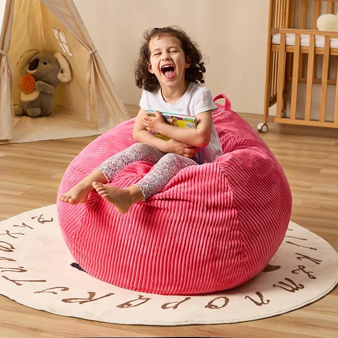 Bean Bag Chairs Teardrop Bean Bag Chair Beanbag Chair with Memory Foam Filled Machine Washable Cover for Living Room, Bedroom (Small,Pink)-CubbioJoy