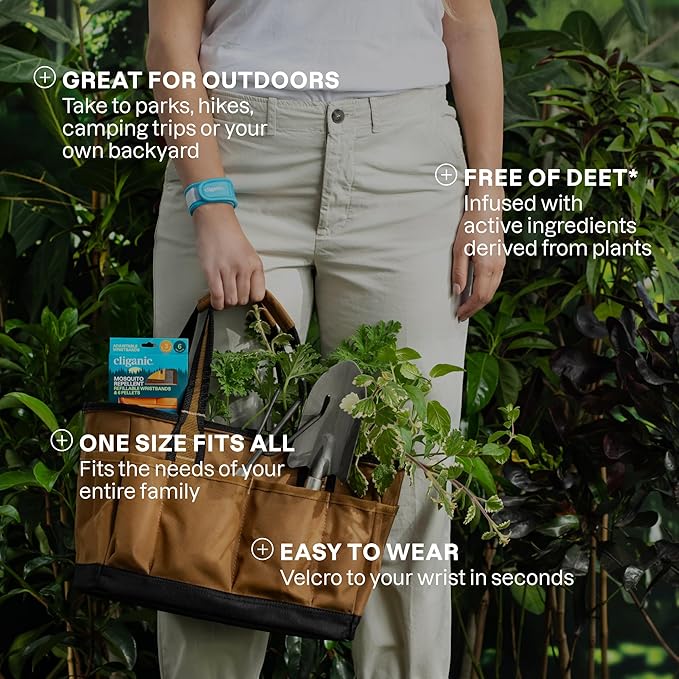 Cliganic Mosquito Repellent Pack (Wristband + 2 Refill Pellets) - Adjustable, Natural DEET-Free, Essential Oil Infused-CubbioJoy