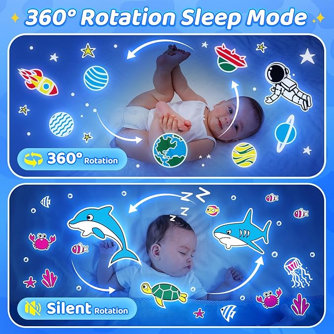 COOLNIGHT Star Lights for Bedroom, 72 Lighting Modes Star Projector Lights for Kids Room, 2400mAh Rechargeable Night Light Kids, Remote 360° Silent Sensory Light Projector for Boys Gifts-CubbioJoy