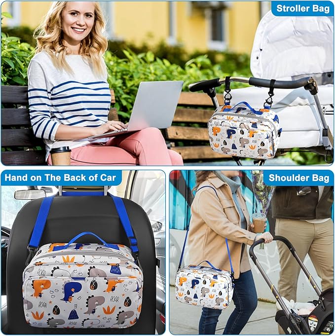 Accmor Stroller Organizer, Universal Stroller Organizer with Insulated Cup Holder Pocket, Dual Purpose Large Capacity Stroller Bag Caddy, Stroller Accessories Fits for Uppababy, Doona, Nuna Strollers-CubbioJoy