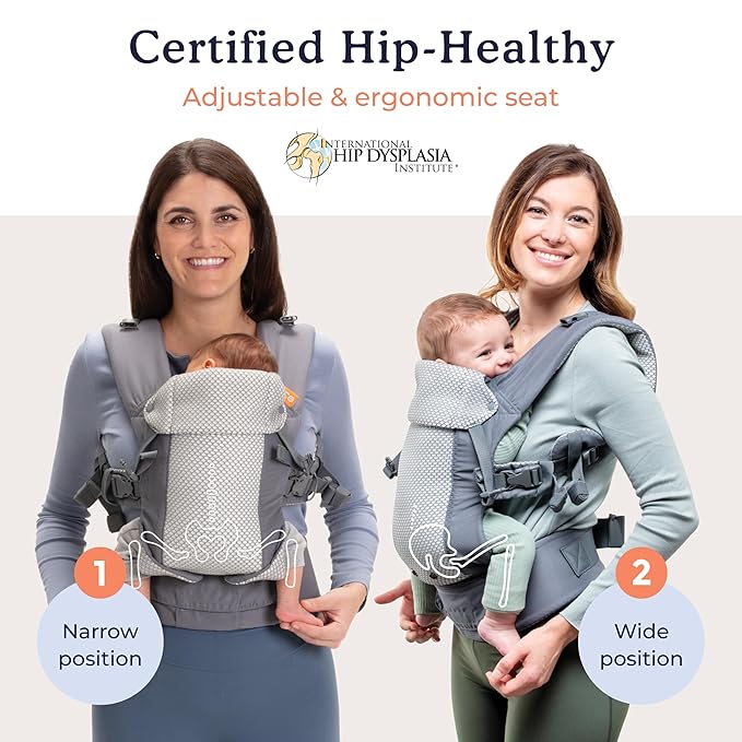 Beco Gemini Baby Carrier from Newborn to Toddler - Certified Ergonomic Newborn Baby Carrier for Infants and Children of 7-35 lbs - M Shape, Adjustable Seat, Breathable 3D Mesh (Cool Dark Grey)-CubbioJoy