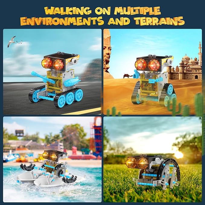 30-in-1 Solar Robot Kit - 243 Pieces, STEM Educational Building Set for Kids Aged 8-12, Science Experiment Gift for Birthdays (Blue)-CubbioJoy