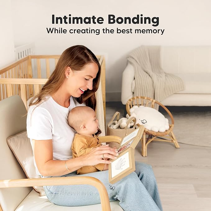 Baby Shower Gifts for Boys, Girls - Baby Hand and Footprint Kit, Newborn Handprint Kit, Keepsake Photo Frame, Nursery Picture Frame, Gender-Neutral Newborn Keepsake Gifts (Ash Wood)-CubbioJoy