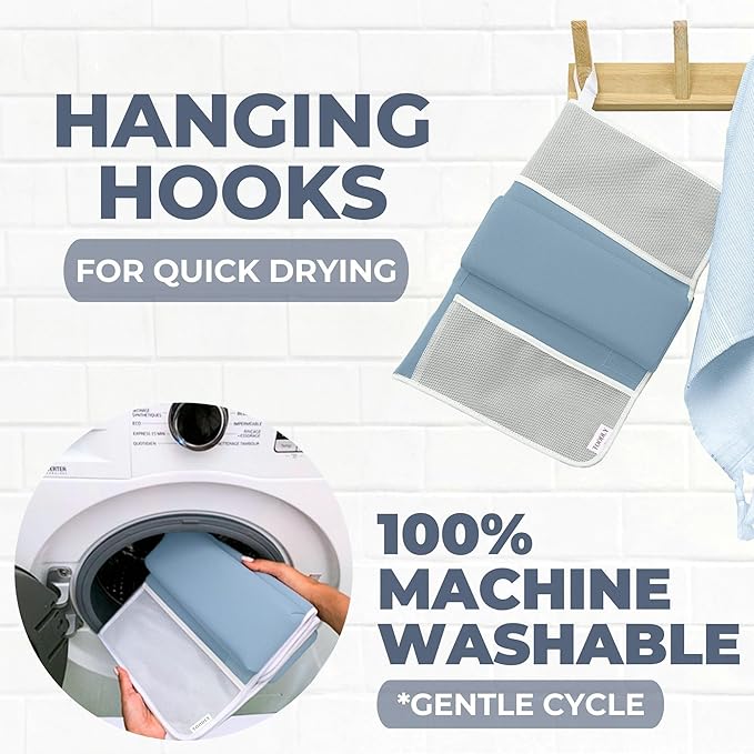 Comfortable Baby Bath Kneeler and Elbow Rest Pad Set – Thick Memory Foam Bath Kneeling Pad with Elbow Support – Baby Bathtub Cushion with Toy Organizer for Bathing Infant or Toddler - Blue-CubbioJoy