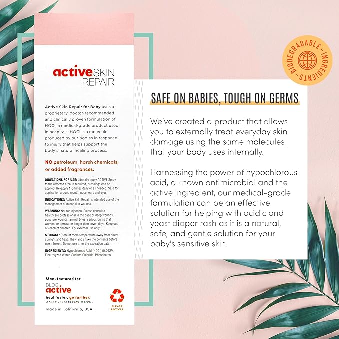 Active Skin Repair Natural, Non-Toxic, No Sting Baby Spray First Aid Safe For Use on Diaper Rash, Baby Acne, Eczema, Cuts, Wounds, Scrapes, and Other Skin Irritations (3 oz. Spray)-CubbioJoy