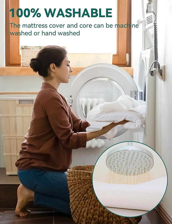 BABELIO Machine Washable Crib Mattress Topper, Soft Breathable Silicone Foam Toddler Mattress Topper Pad with Removable Zipper Cover 52" x 27" x 1"-CubbioJoy