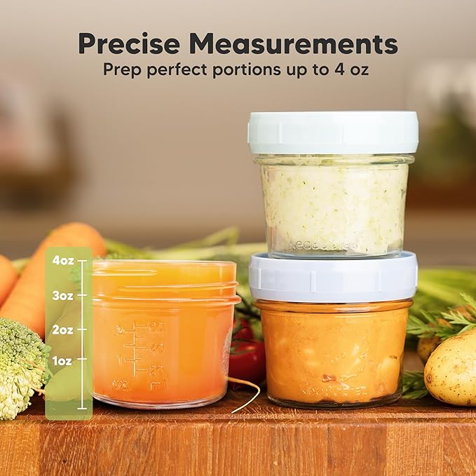 KeaBabies 12pk 4oz Glass Baby Food Containers with Lids - Leak-Proof, Microwavable Small Glass Jars, Baby Purees & Toddler Snack Storage Containers, BPA-Free, Dishwasher & Freezer Safe (Nord)-CubbioJoy