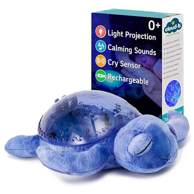 Cloud b Ocean Projector Nightlight with 2 White Noises & 2 Soothing Sounds | Adjustable Settings | Cry Sensor | Tranquil Turtle - Ocean (Rechargeable)-CubbioJoy