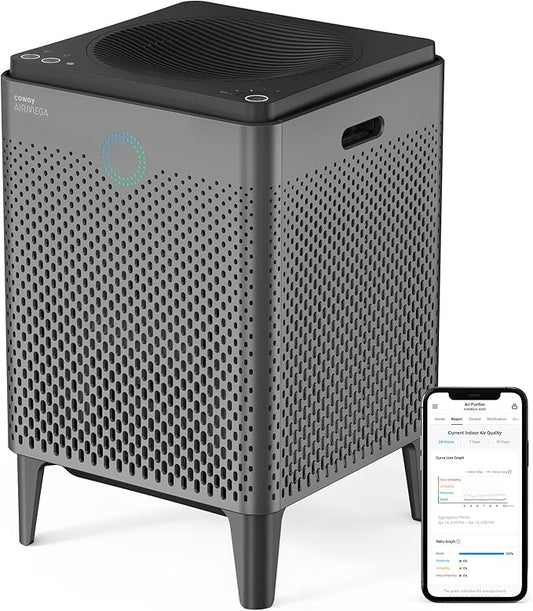 Coway Airmega 400S(G) App-Enabled Smart Technology Compatible with Amazon Alexa True HEPA Air Purifier, Covers 1,560 sq. ft, Graphite-CubbioJoy
