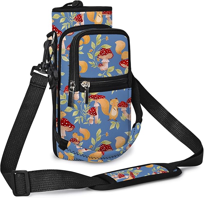 25/32/40/64oz Water Bottle Bag Holder Carrier-Insulated Crossbody Sling Case Sleeve with Strap & Pockets for Men Women Gym Cycling Travel Walking Hiking Camping-CubbioJoy