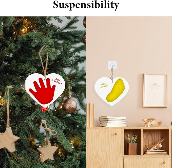 Baby Hand & Footprint Keepsake Kit - Personalized Handprint Footprint Ornament for Newborn Babies, New Mom Gifts, Baby Shower & Registry, Nursery Picture Frame, Pet Paw Print Ornament-CubbioJoy