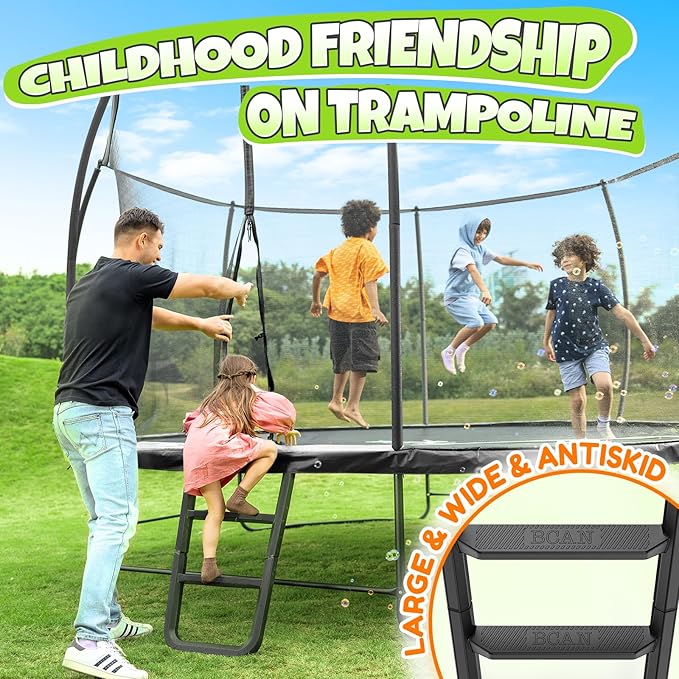 BCAN 8FT 10FT 12FT 14FT 15FT 16FT Recreational Trampoline with Enclosure for Kids Adults, ASTM Approved, Outdoor Trampolines with Ladder for Kids-CubbioJoy