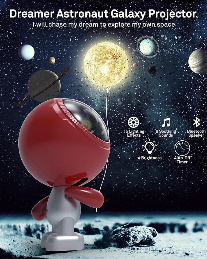 Astronaut Galaxy Projector, AIRIVO Star Projector for Bedroom, Robot Galaxy Projector Night Light for Kids, Bluetooth Speaker Ceiling Projector, Room Decor Gifts for Adults, Teens, Christmas-CubbioJoy