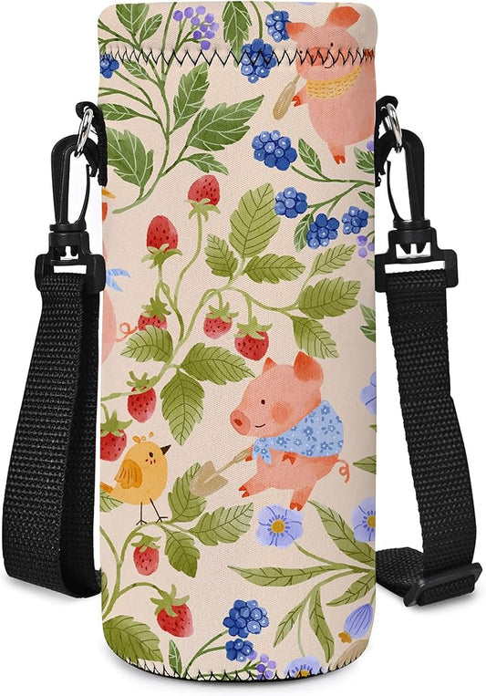 AUPET Water Bottle Sling Bag Carrier Crossbody Sleeve,Insulated Neoprene Bottle Case Holder Pouch Cover 500ML/17oz with Shoulder Strap for Walking Women Men-CubbioJoy