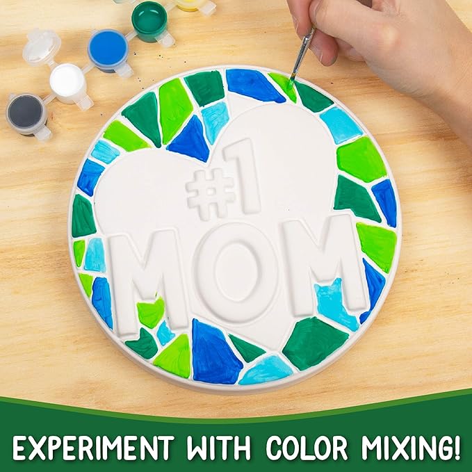 Creative Roots Paint Your Own #1 MOM Stepping Stone, Craft Kits for Kids, Ceramics to Paint, Ages 6+-CubbioJoy