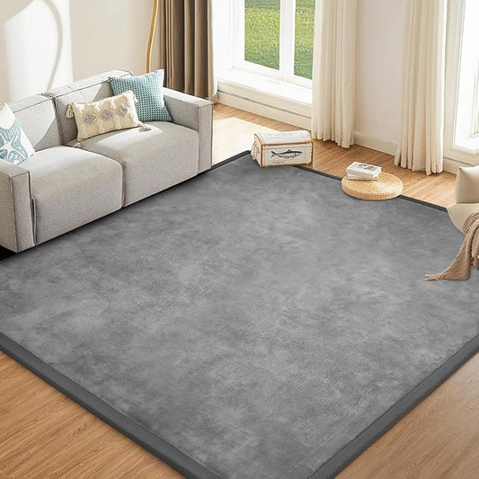 Baby Play Mat 1.2" Thick Memory Foam Nursery Rug Area Rug, 9’2” X 6’7” Yoga Mat Playmat Crawling Mat for Baby,Toddlers, Infants, Kids,Floor Mat Tatami Mat for Living Room with Non-Slip(Grey)-CubbioJoy