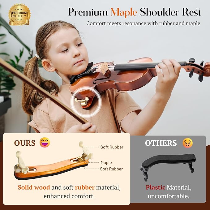 CAHAYA Violin 4/4 Full Size - Full Wooden Violin Set for Beginners Kids Adults Students Violin Kit with Hard Travel Case, Shoulder Rest, Extra Strings, Tuner-CubbioJoy