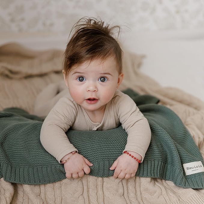 Heritage Knit Organic Swaddle Blanket for Girls - 100% Soft Luxury Cotton Knit Receving Swaddler - Warm Cozy Crib Swaddling Blanket for Newborns Infants & Toddler (0-2Yrs - Dreamy Lilac)-CubbioJoy