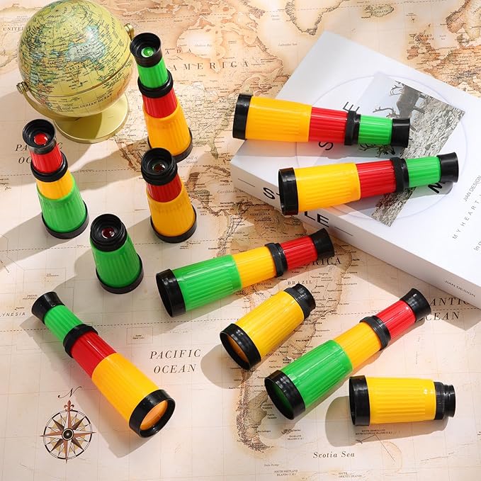 24 Pcs Plastic Pirate Telescope for Pirate Party Favors Portable Pocket Educational Science Spyglass Mini Monocular for Pirate Birthday Party Supplies Halloween Treasure Hunt-CubbioJoy